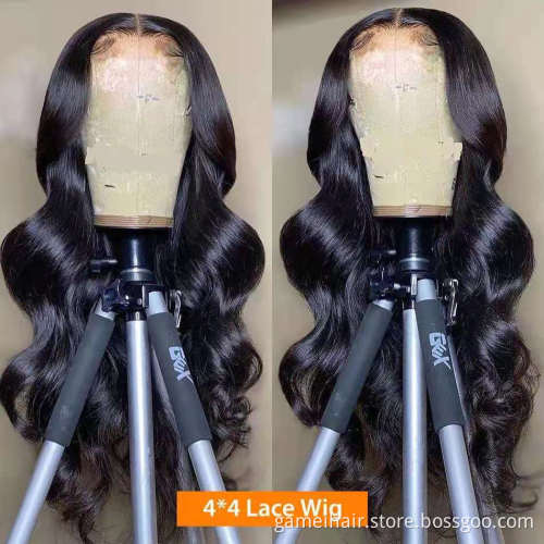Wholesale 4X4 13X4 Body Wave Transparent Frontal Swiss Lace Front Wig Vendor Mink Cambodian Cuticle Aligned Human Hair Lace Wig